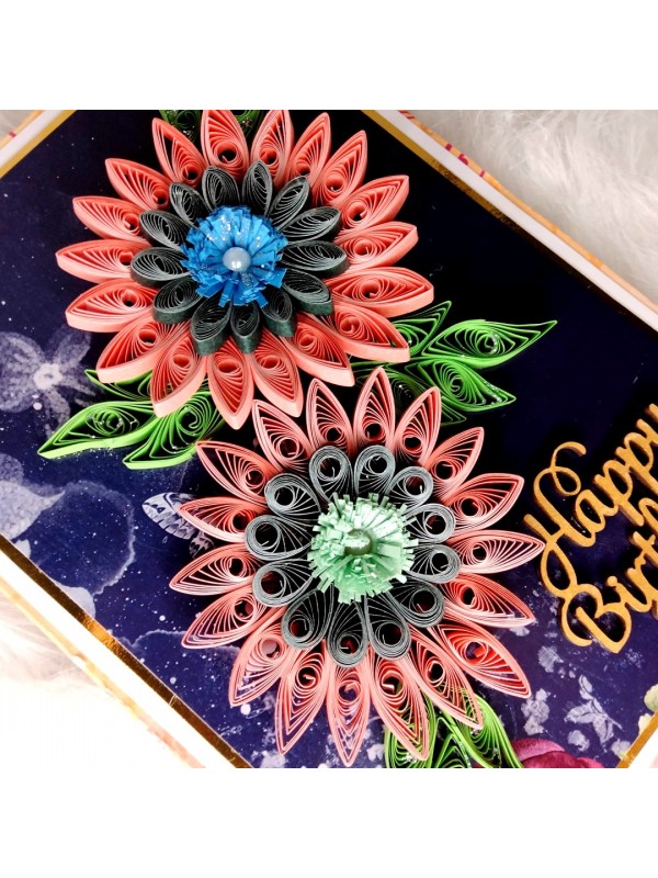 Quilled flowers Mini scrapbook greeting card