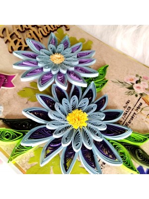 Sparkling Blue Quilled Flowers Birthday card Sparkling Blue Quilled Flowers Birthday card