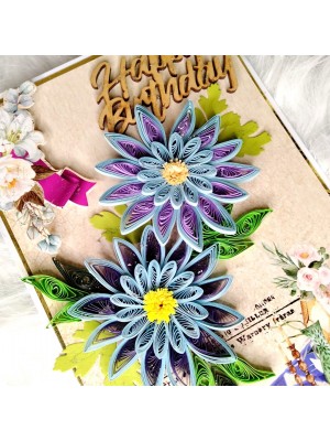 Sparkling Blue Quilled Flowers Birthday card Sparkling Blue Quilled Flowers Birthday card