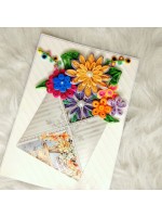 Quilled flowers in envelope greeting card