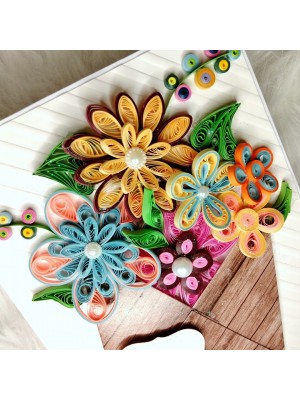 Quilled flowers in envelope greeting card