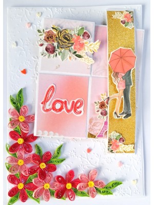 Quilled flowers with pop up love card  Quilled flowers with pop up love card