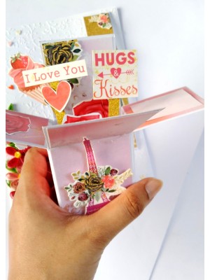 Quilled flowers with pop up love card  Quilled flowers with pop up love card