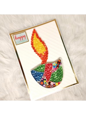 Handmade Quilled Diwali Diya Greeting Card Handmade Quilled Diwali Diya Greeting Card