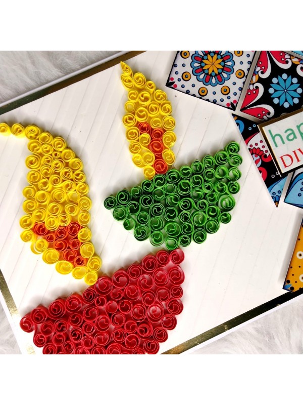 Handmade Quilled Diwali Diyas Greeting Card