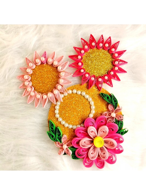 Set of 3 Quilled Diyas with Tealight candles