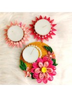 Set of 3 Quilled Diyas with Tealight candles