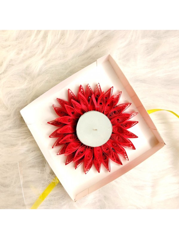 Quilled Tealight Candle holder gift - Red