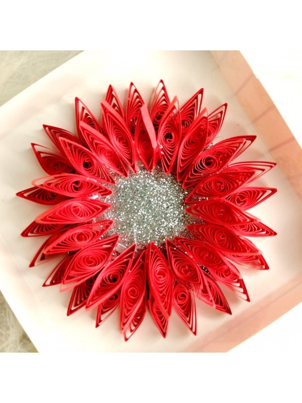 Quilled Tealight Candle holder gift - Red