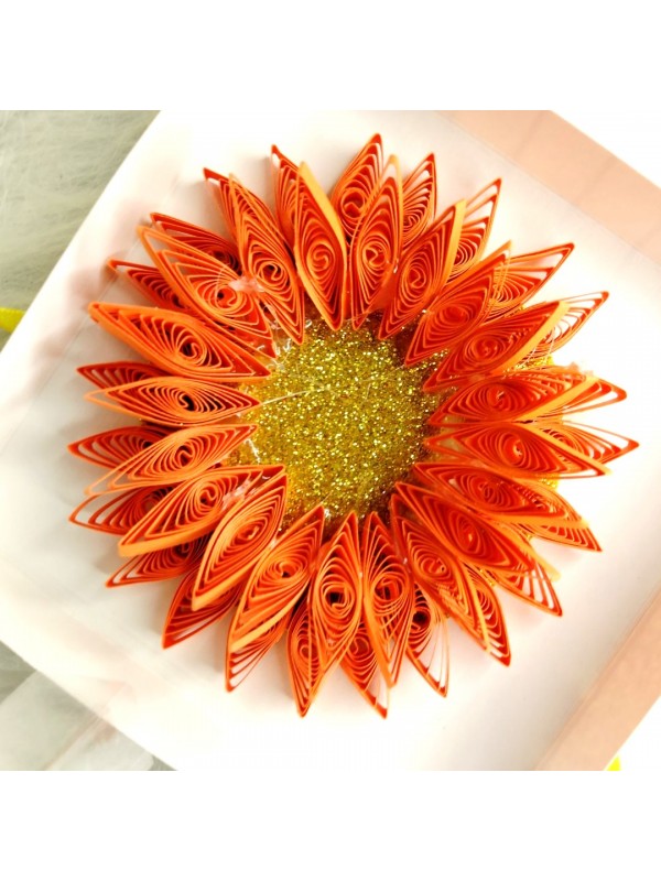 Quilled Tealight Candle holder gift - Orange