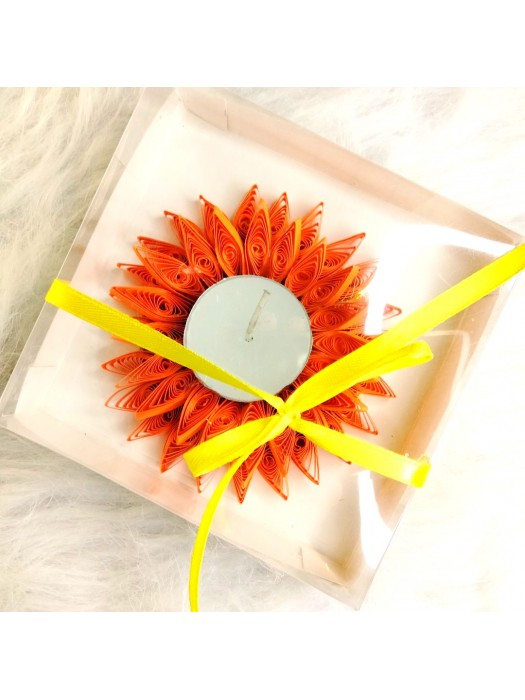 Quilled Tealight Candle holder gift - Orange