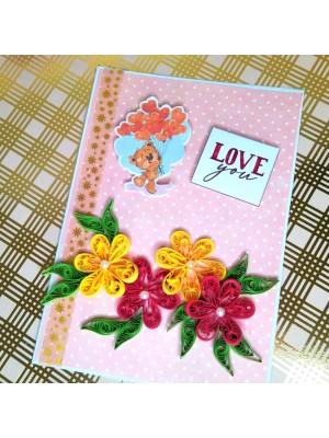 Teddy with Balloon Greeting card - C2  Teddy with Balloon Greeting card - C2
