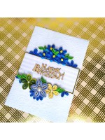 Blue Flowers Happy Birthday Quilled Card