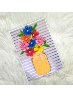 Multicolored Quilled Flowers In Vase Greeting Card