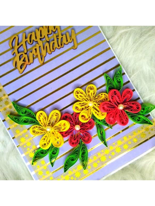 Sparkling Quilled Flowers Birthday card