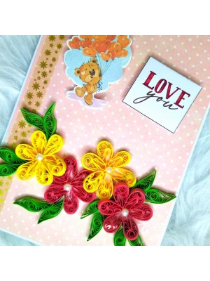 Teddy with Balloon Greeting card - C2  Teddy with Balloon Greeting card - C2
