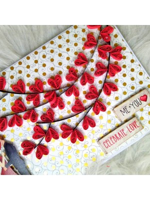 Quilled Hearts Tree With Love Couple Greeting Card