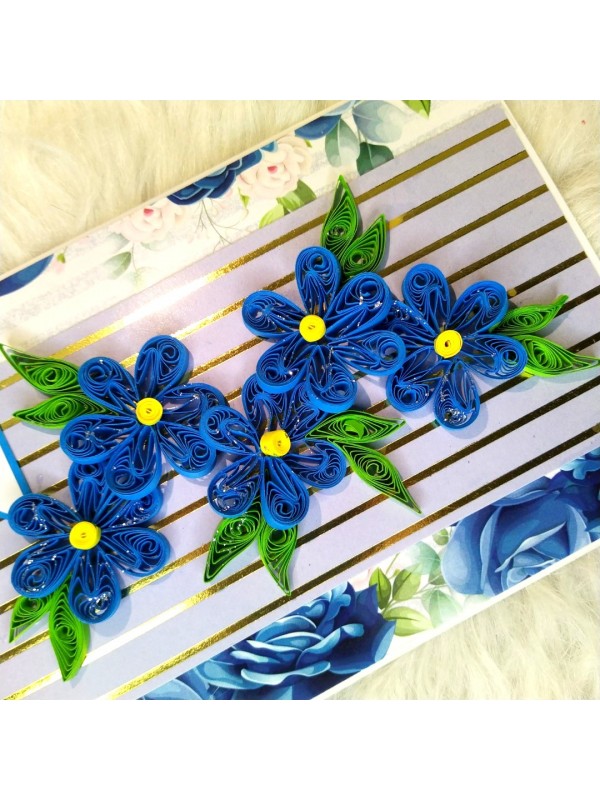 Sparkling Blue Quilled Flowers  card