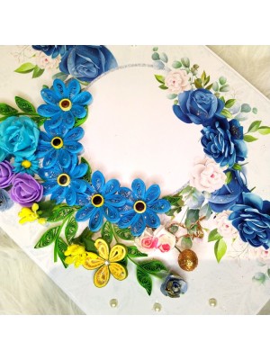 A4 Sparkling Blue Quilled Flowers Greeting card A4 Sparkling Blue Quilled Flowers Greeting card