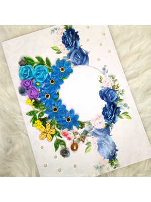 A4 Sparkling Blue Quilled Flowers Greeting card A4 Sparkling Blue Quilled Flowers Greeting card