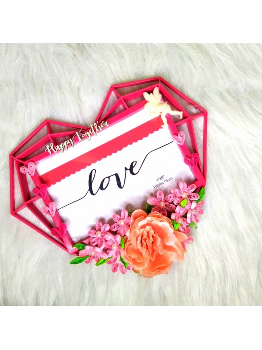 Quilled Heart Shaped Photo frame - Pink