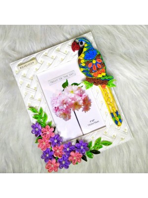 Quilled Flowers and quilled bird Photo frame Quilled Flowers and quilled bird Photo frame