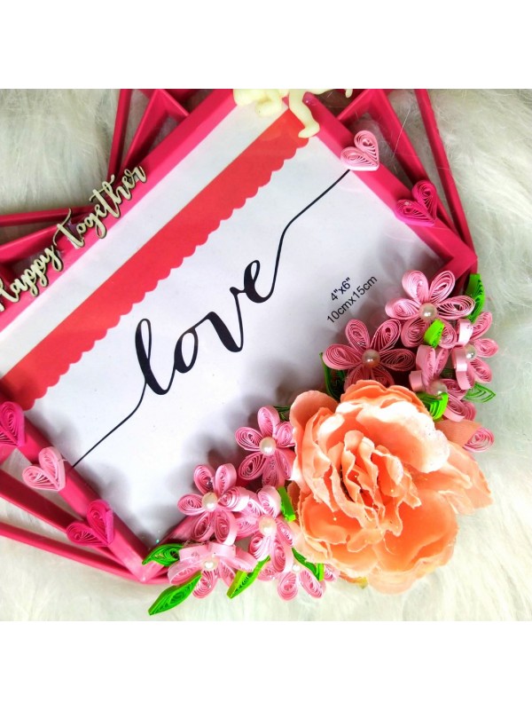 Quilled Heart Shaped Photo frame - Pink