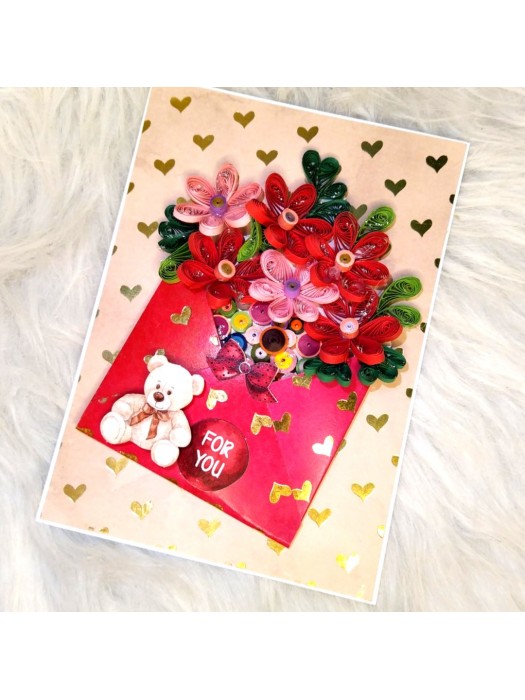 Quilled Flowers In Envelope Greeting Card