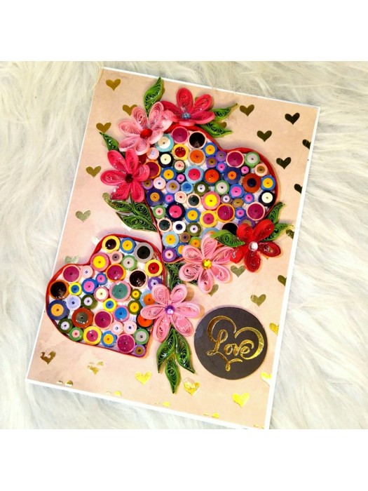Quilled hearts love greeting card