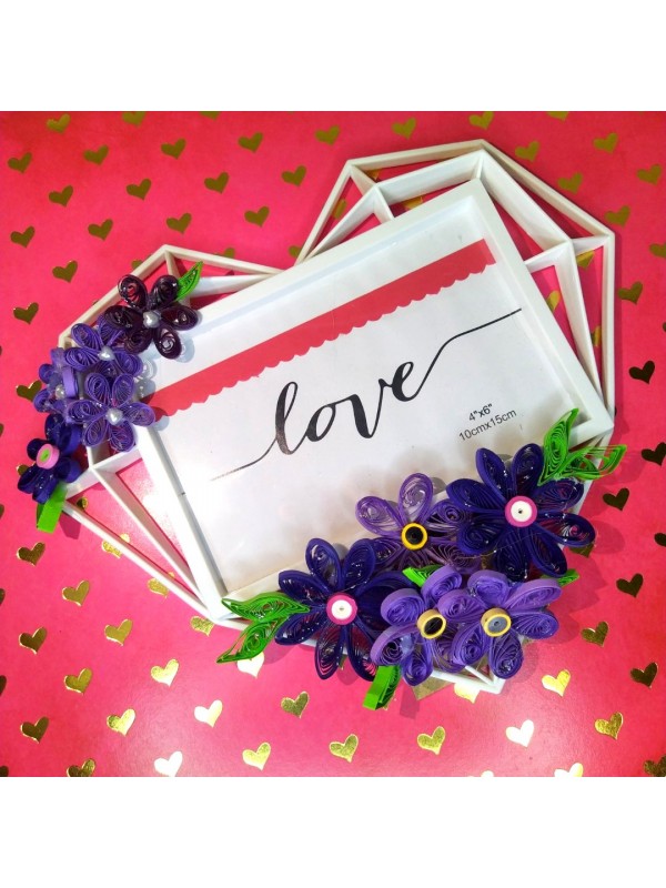 Quilled Heart Shaped Photo Frame - Purple