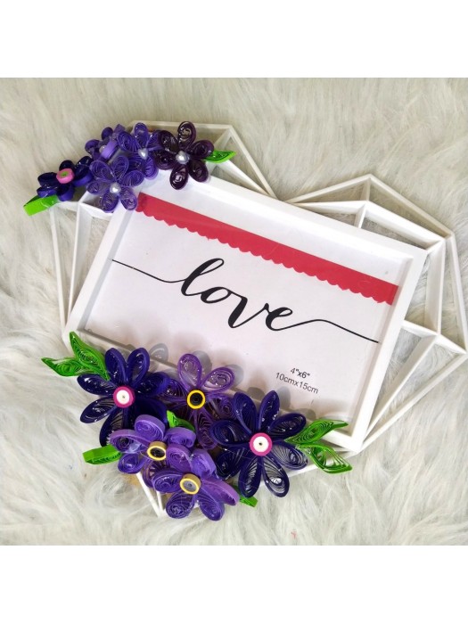 Quilled Heart Shaped Photo Frame - Purple