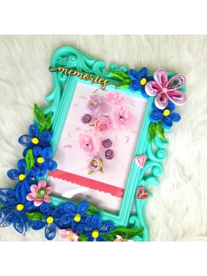 Blue Quilled Flowers Photo Frame - 4x6 inch photo Blue Quilled Flowers Photo Frame - 4x6 inch photo