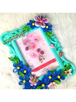 Blue Quilled Flowers Photo Frame - 4x6 inch photo Blue Quilled Flowers Photo Frame - 4x6 inch photo