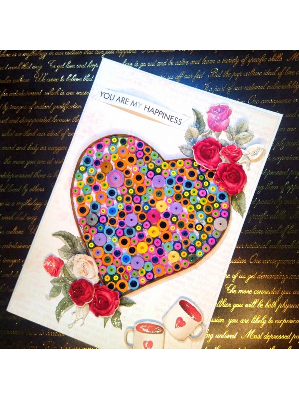 Big quilled heart handmade greeting card