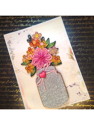 Sparkling Quilled Assorted Flowers Card Sparkling Quilled Assorted Flowers Card