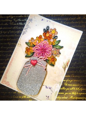 Sparkling Quilled Assorted Flowers Card Sparkling Quilled Assorted Flowers Card