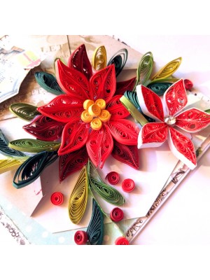 Quilled Poinsettia Seasons Greeting Card Quilled Poinsettia Seasons Greeting Card