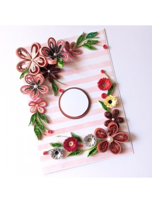 Red Quilled Flowers Corner Greeting Card Red Quilled Flowers Corner Greeting Card
