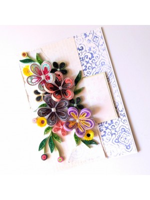 Multicolor Quilled Flowers Design Greeting Card Multicolor Quilled Flowers Design Greeting Card