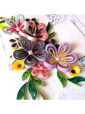 Multicolor Quilled Flowers Design Greeting Card Multicolor Quilled Flowers Design Greeting Card