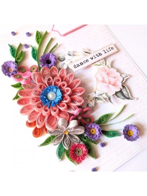 Sparkling Pinks Quilled Flowers Card Sparkling Pinks Quilled Flowers Card