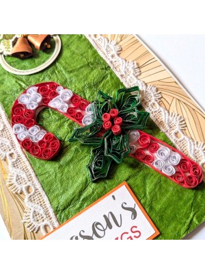 Quilled Christmas Candy cane Greeting Card Quilled Christmas Candy cane Greeting Card