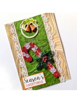 Quilled Christmas Candy cane Greeting Card Quilled Christmas Candy cane Greeting Card
