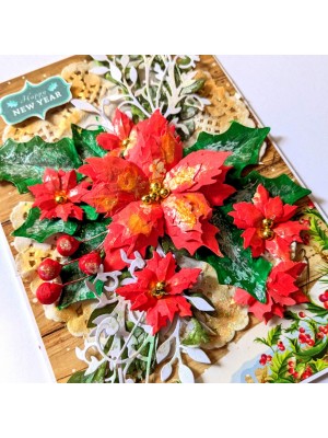 Poinsettias Handmade Christmas New Year Card