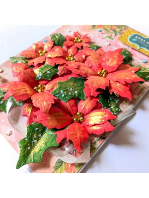 Poinsettia Handmade New Year Christmas card Poinsettia Handmade New Year Christmas card
