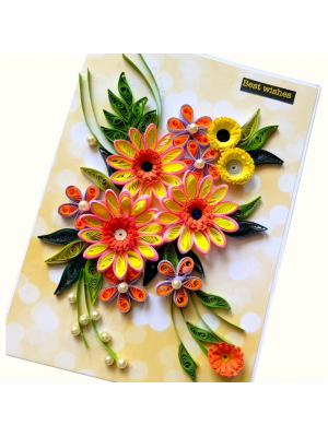 Beautiful Yellow And Pink Flowers Greeting Card