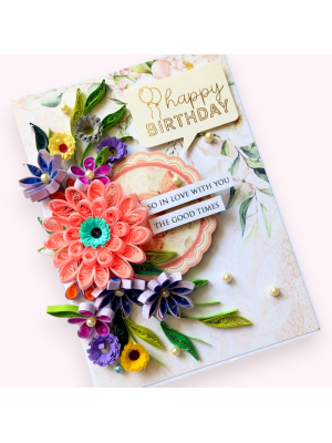 Sparkling Pinks Quilled Flowers Card