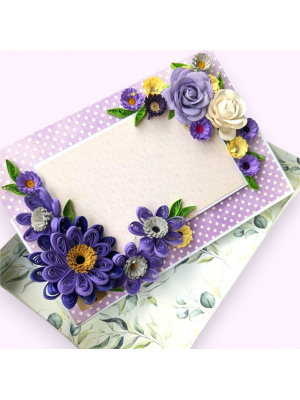 Purple Quilled Greeting card with Light and Box