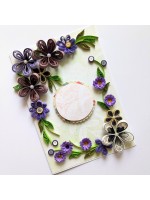 Purple Quilled Flowers Corner Greeting Card