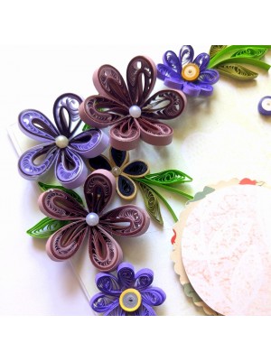 Purple Quilled Flowers Corner Greeting Card Purple Quilled Flowers Corner Greeting Card